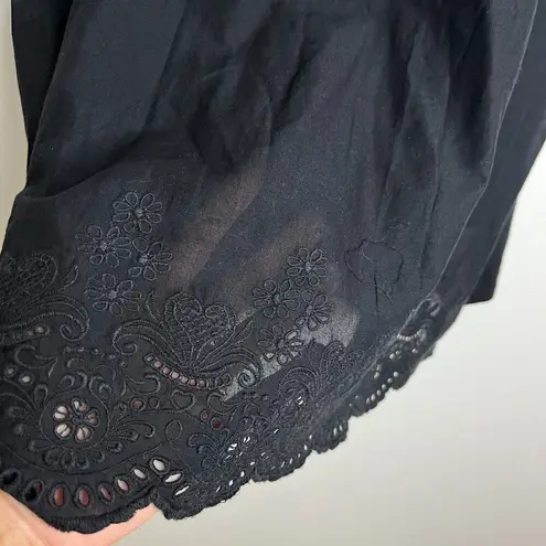 Odd Molly Black Dress Sz 4 Long Sleeve V Neck Eyelet embroidered
