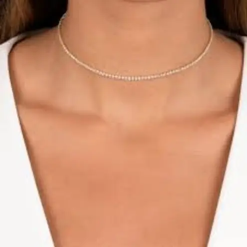 By Adina Eden Thin Tennis Choker in Silver One Size New Womens Necklace