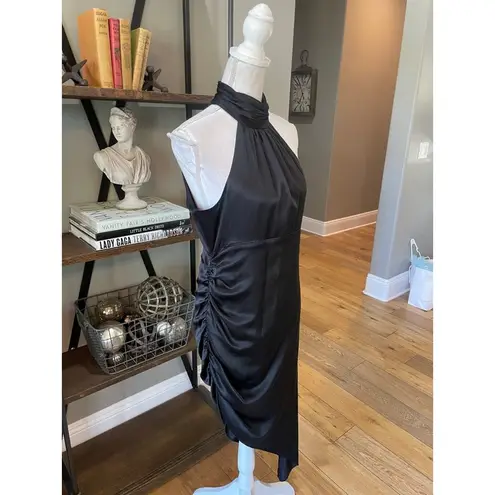 Cinq à Sept Cinq a Sept Naya Ruched Asymmetric Silk Dress Black Womens Size 8