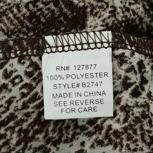 OVI Shirt Womens Small Brown Cream Snake Print Button Front Blouse Sheer Edgy