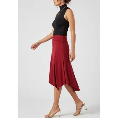 Danielle Guizio GUIZIO Soffiano Asymmetrical Skirt, Bordeaux, Small