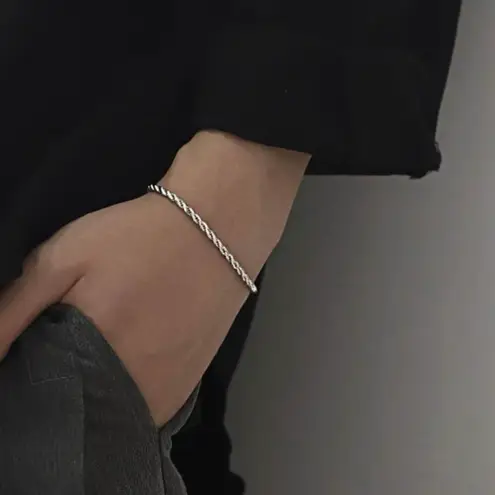 Link Chain Bracelet for Men Women Streetwear Unisex Style Silver