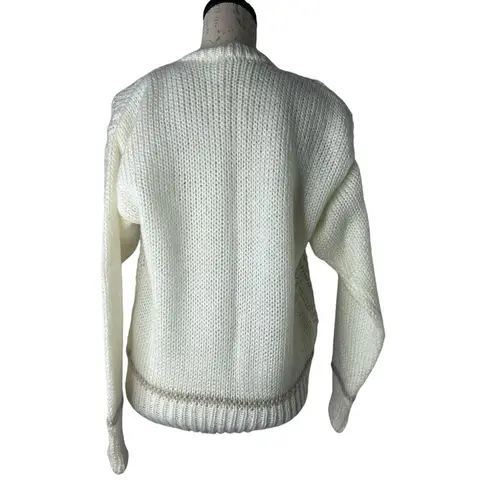 Erika VTG Hand-Knit Floral Embroidered Sweater Grandma Cardigan Cottage Core M