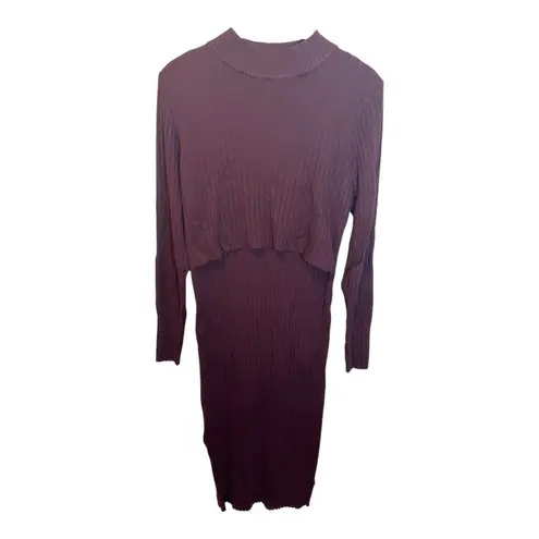 Ripe Maternity Nella Nursing Dress XL Long Sleeve Ribbed Stretch Burgundy Red