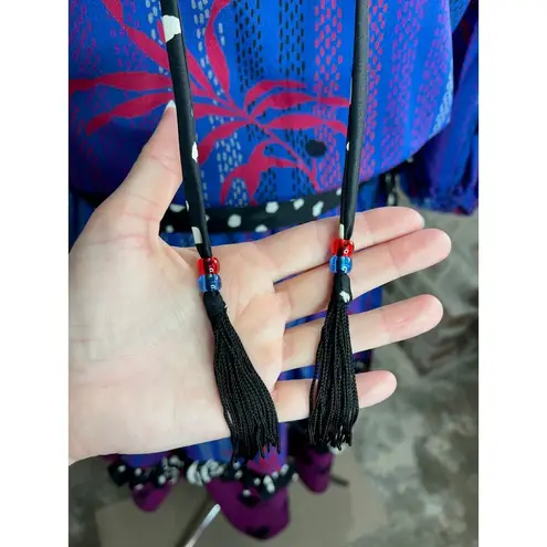 dress fit and flare floral ruffles swing skirt purple maroon Blue Size L