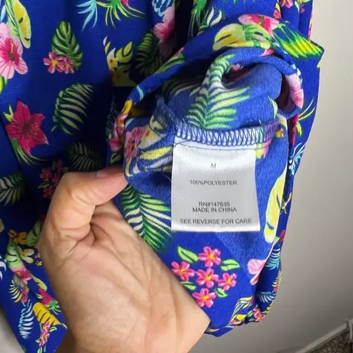 Romeo + Juliet Couture Women's Floral Print Blue Off The Shoulder Top M