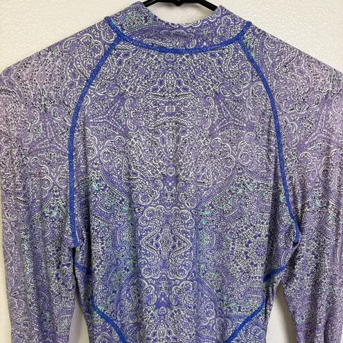 Coolibar Atitlan Swim Jacket Womens Small Purple Ruched Beach Full Zip UPF UV