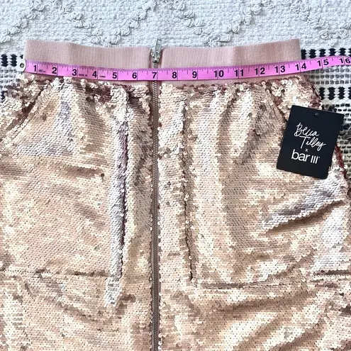 Bar III  x Becca Tilley Sequin Utility Skirt in Rose Gold Medium