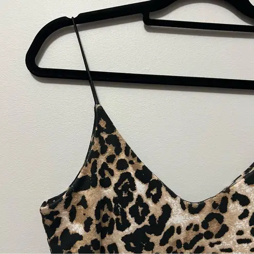 Gaze Leopard Print Bikini Cut Bodysuit in Brown and Black Size L Size L