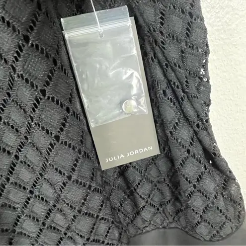 Julia Jordan Classic Black Illusion Lace Blousan Side Pocket Jumpsuit, Size 16