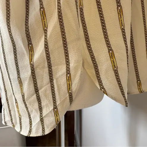 MICHAEL Michael Kors Logo Gold Chain Blouse Cuff With Tie Women’s Size Medium