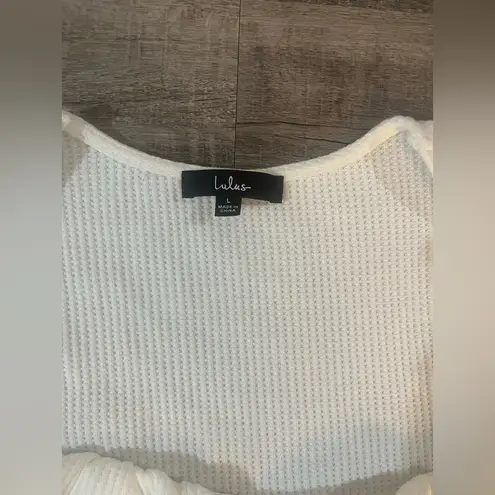 LULUS Relaxed Livin' White Waffle Knit Cropped Bustier Tank Top Size L