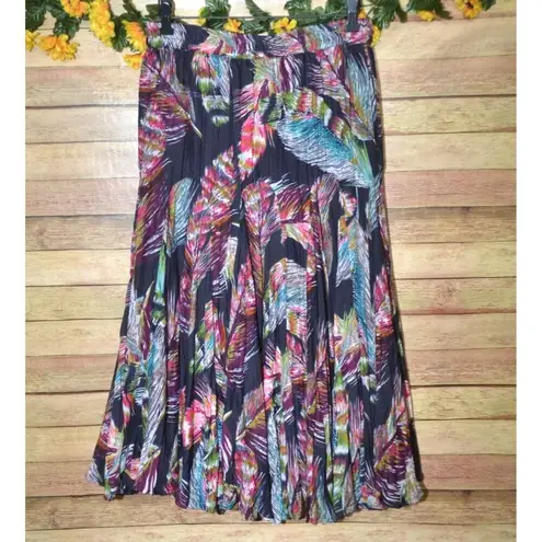 Mix Nouveau Colorful Feathers Maxi Skirt Size M Gypsy Boho Festival Art to Wear Black Size M