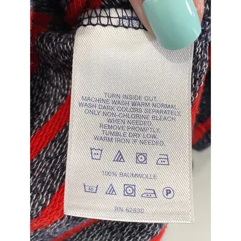 Lands End Boat Neck Striped Cotton Tunic Top Sweater Size S Red Navy Nautical Blue