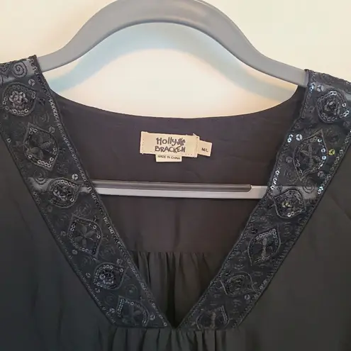 Molly Bracken Women's Size M / L Top V Neck Embroidered Sequin Boho Flowy