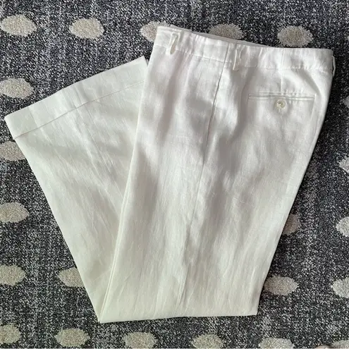 Ralph Lauren Lauren  Cream/Off white 100% Linen Fully Lined Wide Leg Pant Size 8