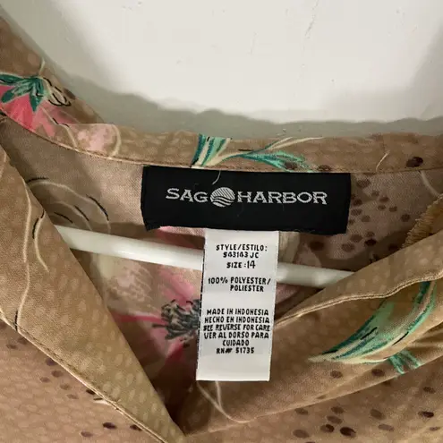 Sag Harbor Vintage Women’s Button Down Floral Print Design Blouse Size 14
