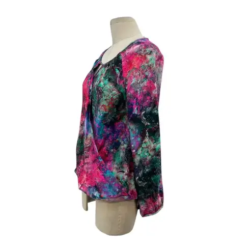 Amanda Uprichard  Blouse Top Faux Wrap Silk‎ Space Galaxy Print Pink Size Small