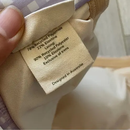 Peony Gingham Bikini Top strapless bandeau tie back womens Purple (size 8) swim