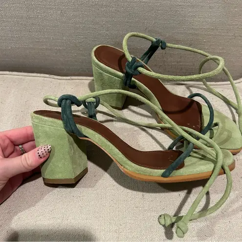 ALOHAS Grace Bicolor Green Leather Sandals Size 6.5