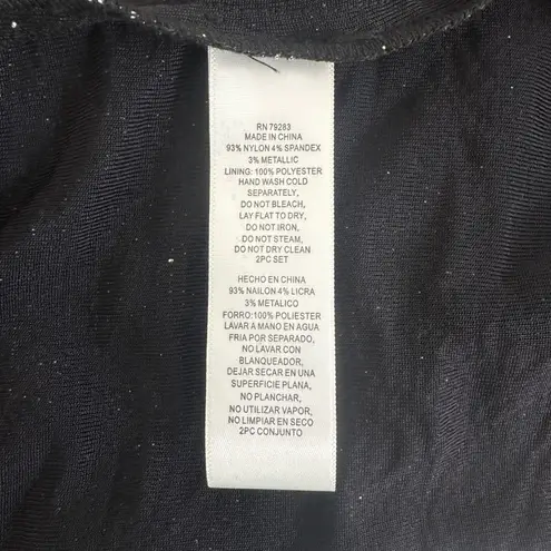 Alex Evenings Women'sā XL Open Front Cardigan Blazer Sparkle Black Teal Paisley