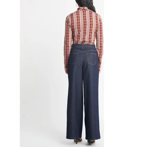 Tanya Taylor exaggerated flare denim jean in dark blue - Image 5