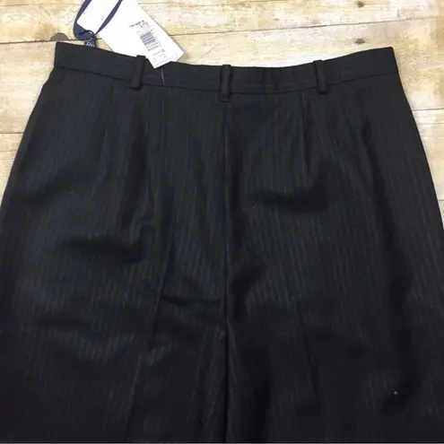 Barry Bricken 100% Wool Pinstriped Hillary Pant NWT Size 10 Long Black