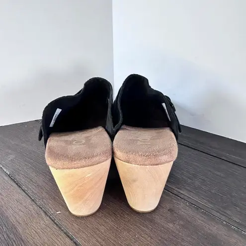 Toms Elisa Black Leather Wooden Clogs Women's size 6