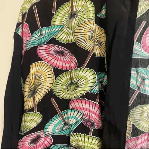 Christina Fairbanks Womens Kimono Duster M 38” Black Umbrellas Tropical Print Size M
