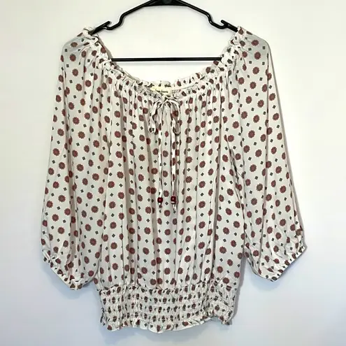 Free Kisses Off the shoulder boho elastic waist floral peasant top