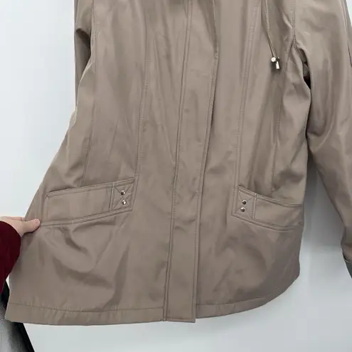 White Stag Beige Tan Zip Jacket Houndstooth Trim Size Large Preppy