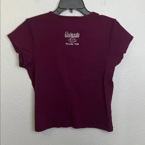 Harley Davidson Studded Baby TShirt Burgundy Size Large Red