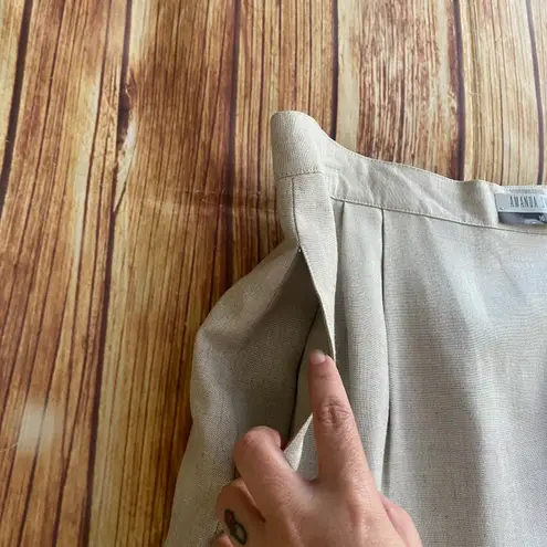 Amanda Smith Women's Vintage Pleated Straight Skirt Beige Size 16