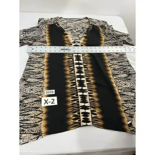 Ny Collection Womans Long Sleeve Pullover Over Size Blouse Animal Print XL