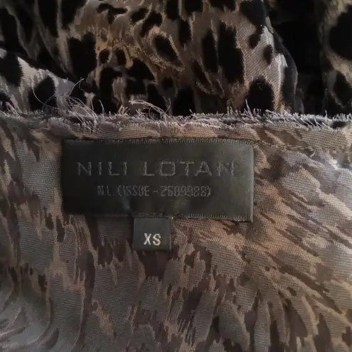 Nili Lotan Black and Brown Leopard Long Sleeve Top See Through Womens Xs