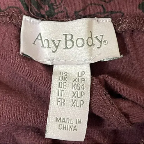 ANY BODY Burgundy and Black Floral Print Lightweight Lounge Jogger, LP Purple Size undefined