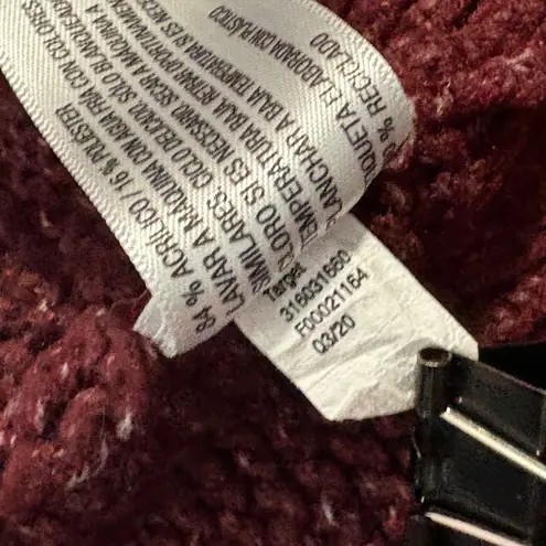 Knox Rose  Sweater Woman's Medium Burgundy Red Textured Sleeves Crew Neck Minimal