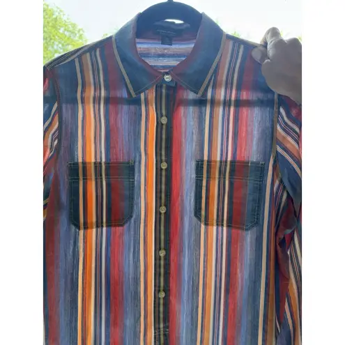 Ralph Lauren Jeans Co Striped Cotton Shirt Size M Blue Red Yellow Size L