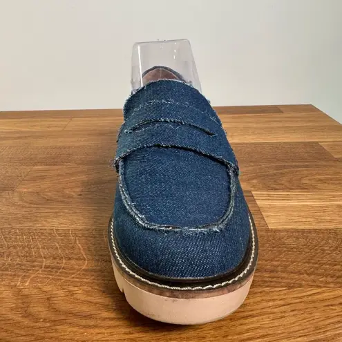 Blondo Penny Slip-On Loafer Denim Waterproof Women's 7.5 Blue Raw Seam