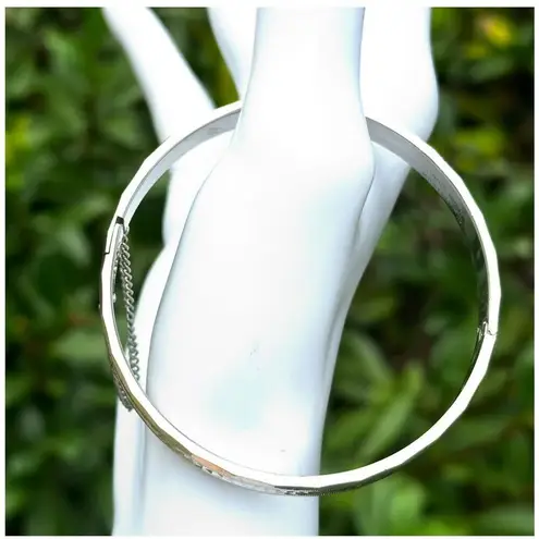 Vintage Pastelli silver Tone rolled gold plated Bangle Bracelet 1970's Etched H