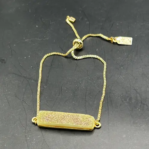 Lucky Star Jewels Golden Druzy Bar Adjustable Bolo Bracelet Gold