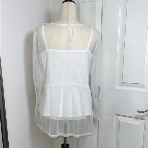 Grand & Greene White Sleeveless Embellished Blouse Size Large