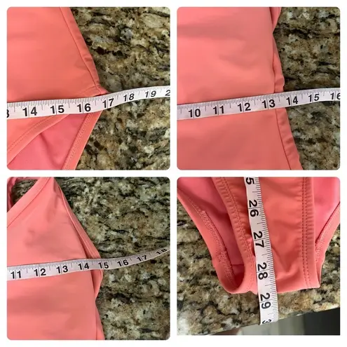 Kona Sol Women’s Orange One Piece Swimsuit L Adjustable Straps VNeck Summer Swim