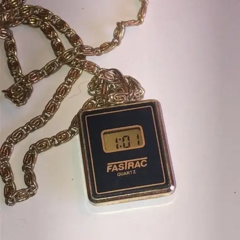 Vintage Gold Tone Fastrac Quartz Watch Chain Link Necklace