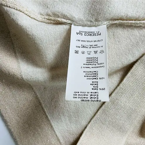 Peserico Tricot Ivory Gold Accent Pullover Sweater Made in Italy US 6