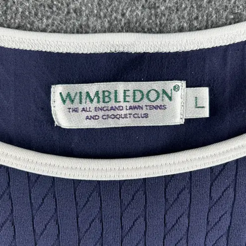 Vintage Wimbledon Official Women's Large Tennis Tank Top Navy White Preppy Sport Blue