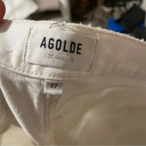 AGOLDE  90s Loose Fit Straight Distressed Jeans Enamel White- Size 27