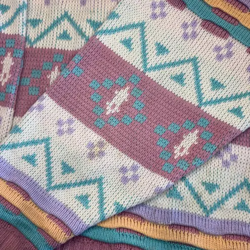 Vtg 80s 90s Inresource Doris Skis Fair Isle Mock Neck Sweater Pastel Geometric M Multiple Size M