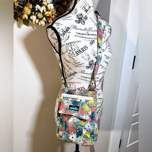 KAVU Keeper Floral Cotton Canvas Crossbody Bag With Adjustable Strap