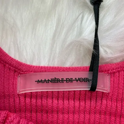 Maniere De Voir NWT  Pink Ribbed Contour Crop Top